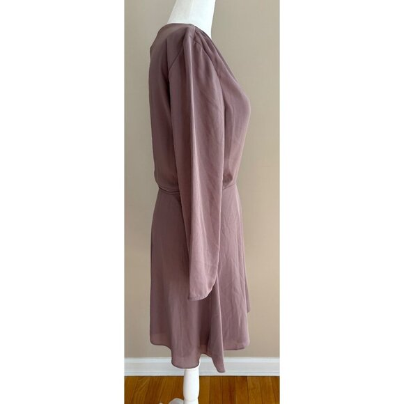 Aritzia Babaton Optima True Wrap Mini Dress Size M  Mauve Mocha Mousse - Picture 8 of 16